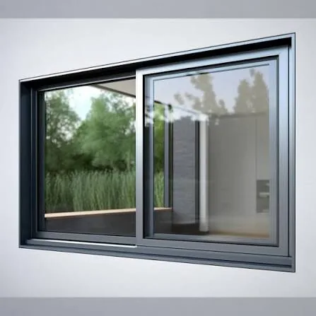Ventana corrediza de aluminio color antracita